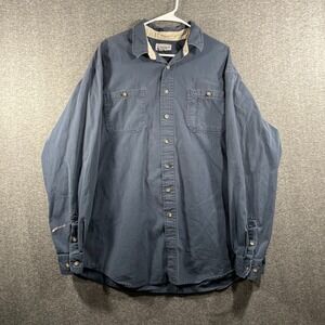 Distressed Carhartt Shirt Mens XXL Tall Blue Long Sleeve Work Cotton S207 Button